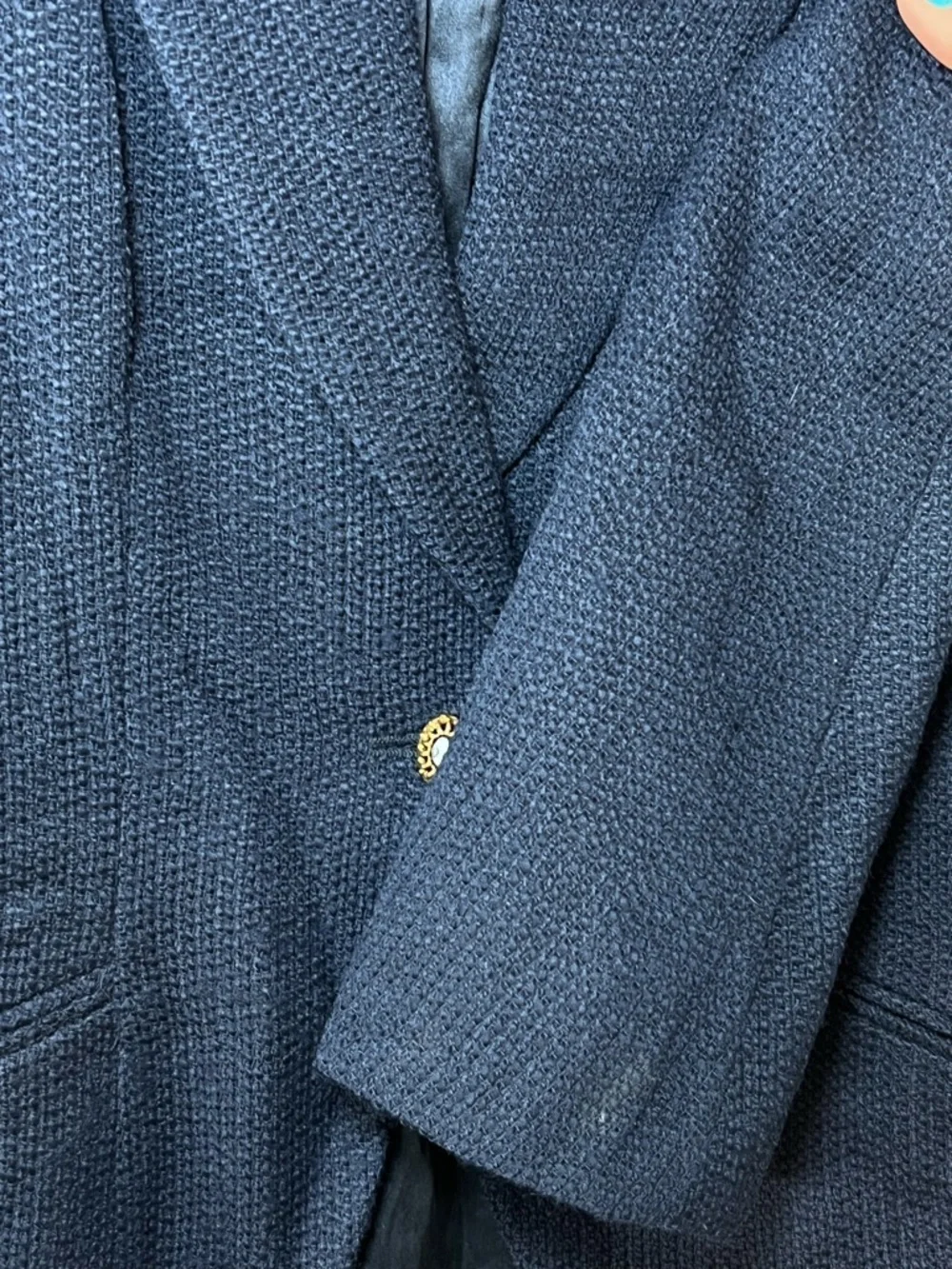 Christian Dior Boutique Navy Textured Blazer Jacket Size 8